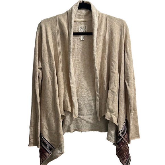 Billabong Sweaters - Billabong Cream Cardigan Asymmetrical Waterfall Knit